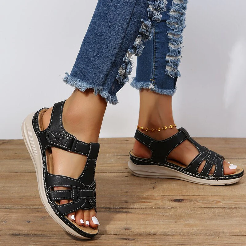 Women's Summer Hook-and-Loop Sandals with Interwoven Front Straps - Image 5