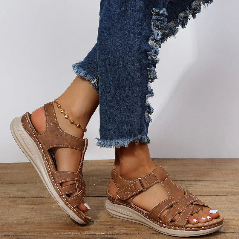 Women's Summer Hook-and-Loop Sandals with Interwoven Front Straps - Image 6