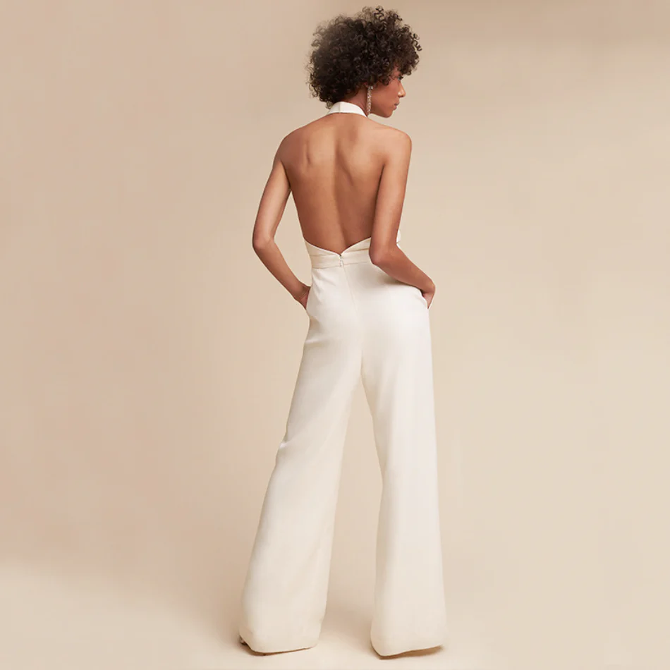 Women's Summer Jumpsuit with Deep V-neck and Sleeveless - Image 3