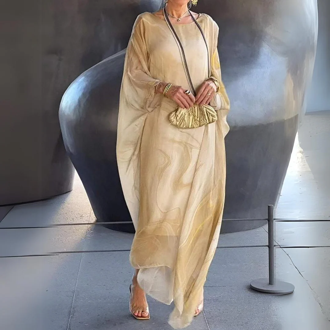 Women's Summer Kaftan Dress with Sheer Style and Printed