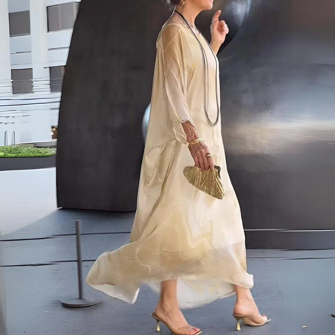Women's Summer Kaftan Dress with Sheer Style and Printed - Image 7
