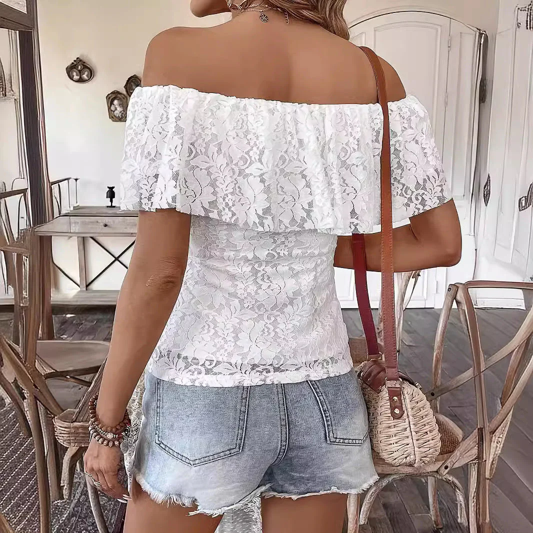 Women's Summer Lace Blouse with Off-Shoulder - Image 2