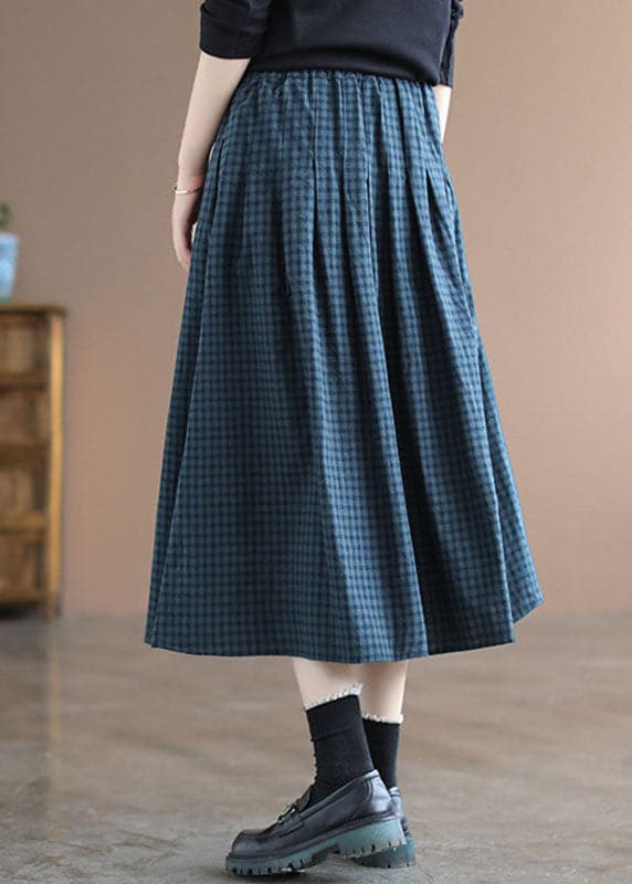 Women's Summer Long Skirt with Checkered Print and Elastic Waist - Image 3