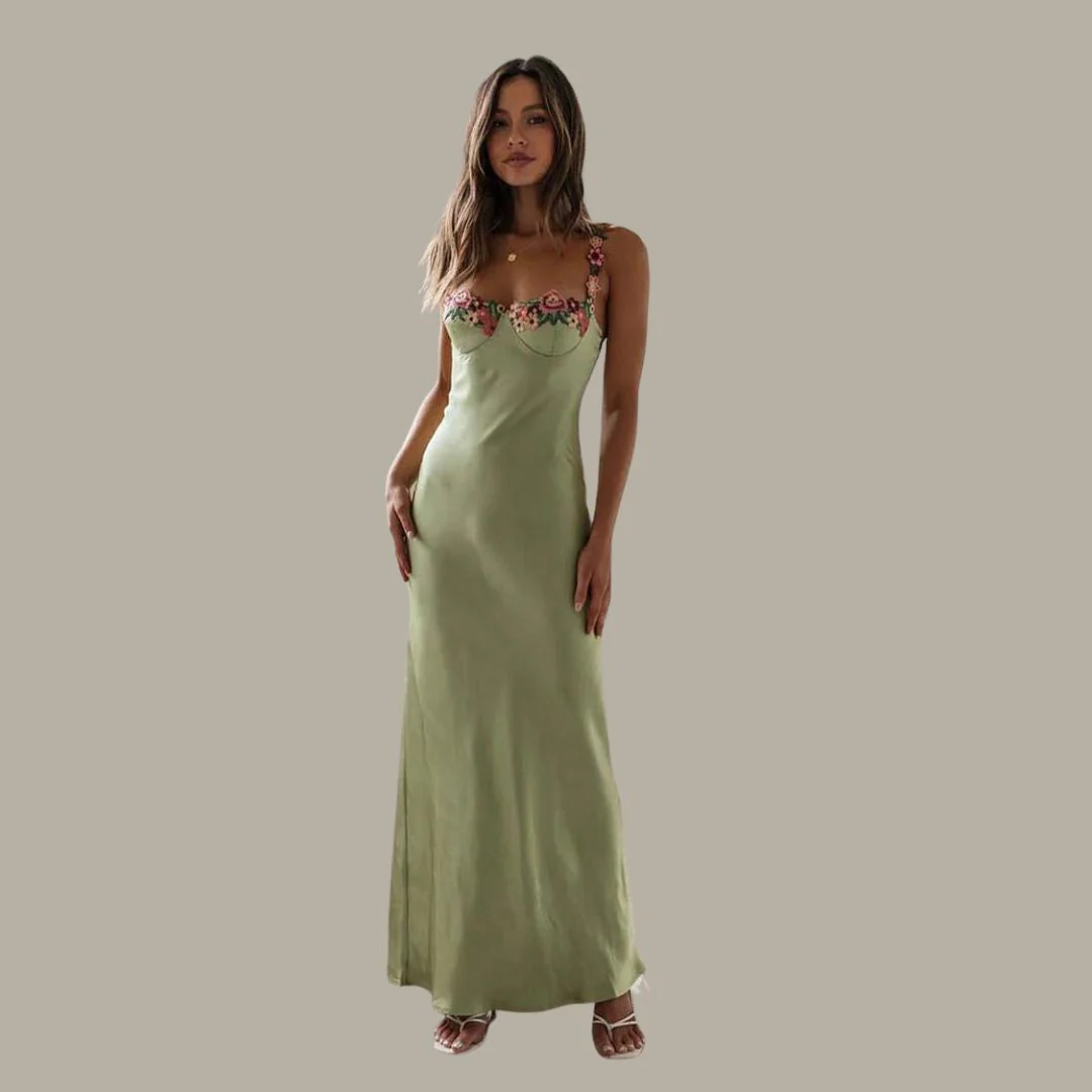 Women's Summer Maxi Dress with Floral Line and Sleeveless - Image 17