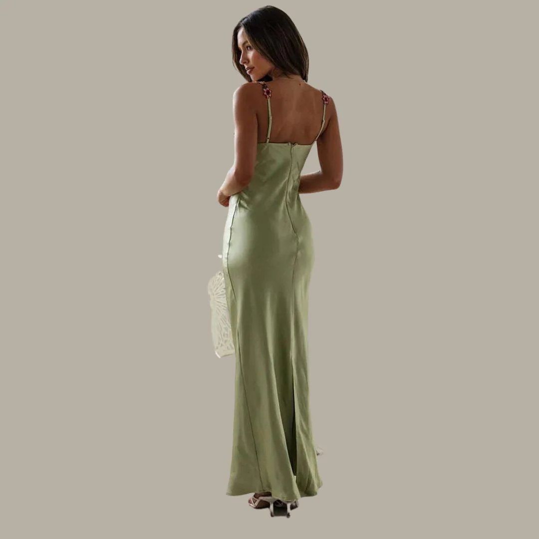 Women's Summer Maxi Dress with Floral Line and Sleeveless - Image 6