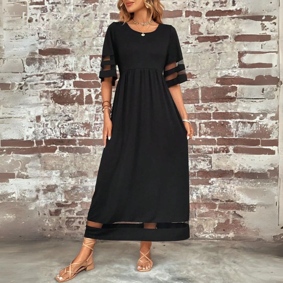 Women's Summer Maxi Dress with Half Sleeves and See Through Style - Image 3