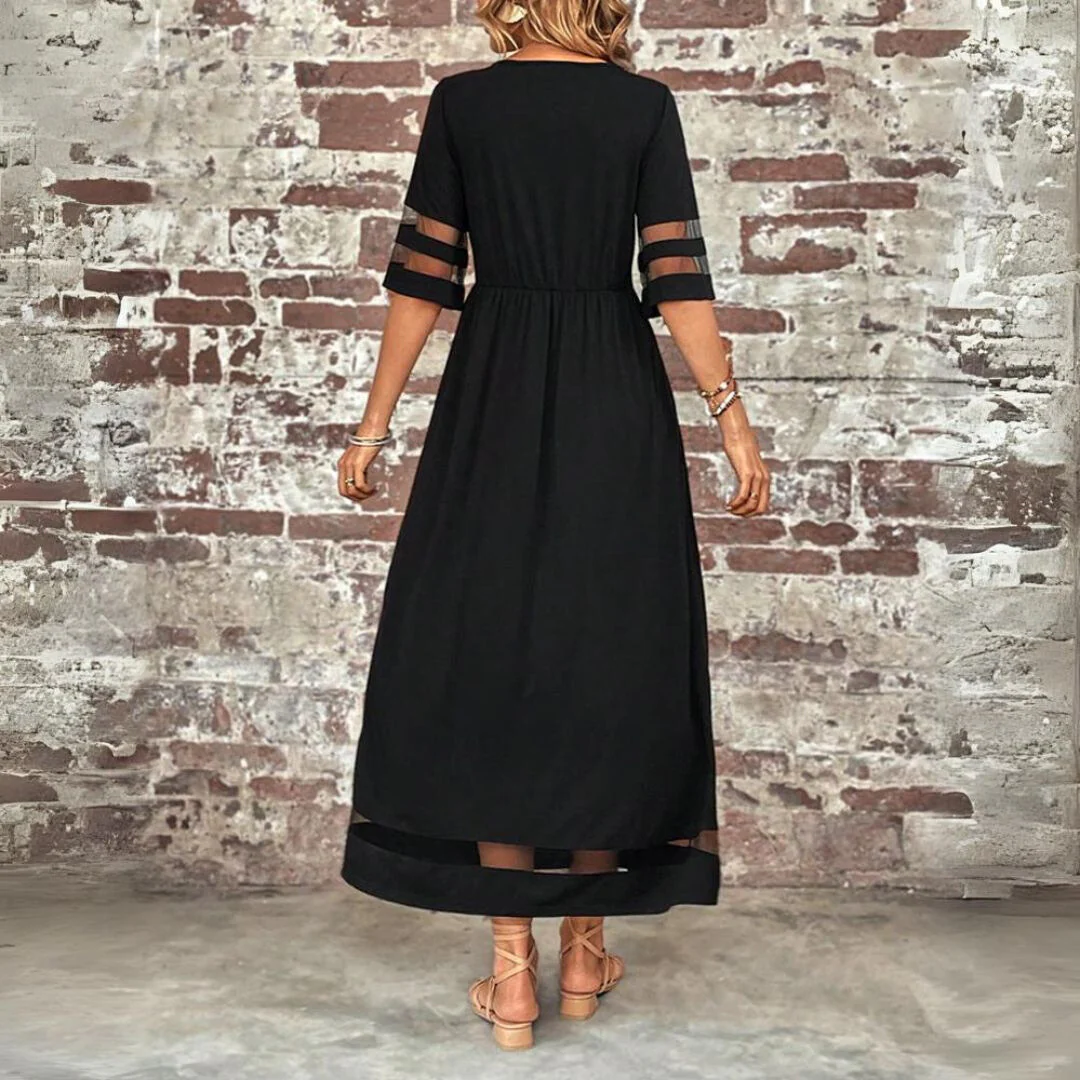 Women's Summer Maxi Dress with Half Sleeves and See Through Style - Image 4