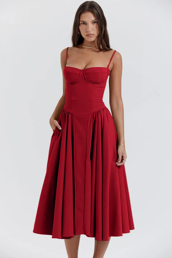 Women's Summer Midi Dress with Gathered Full Skirt and Sleeveless - Image 10