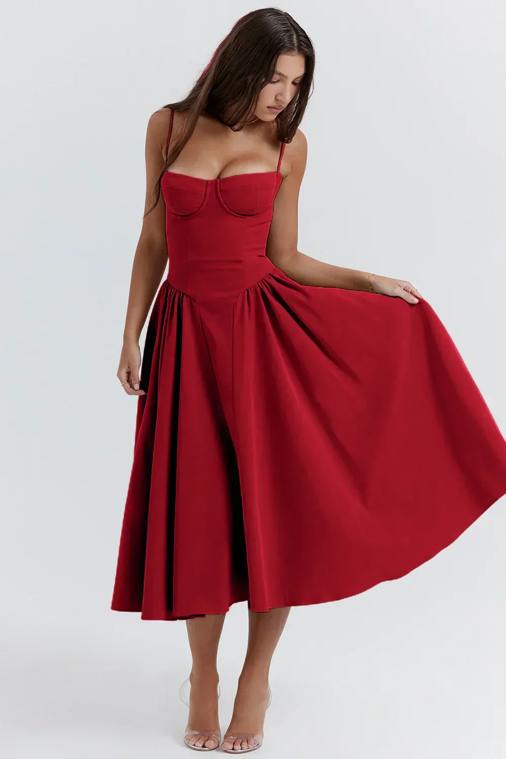 Women's Summer Midi Dress with Gathered Full Skirt and Sleeveless - Image 11
