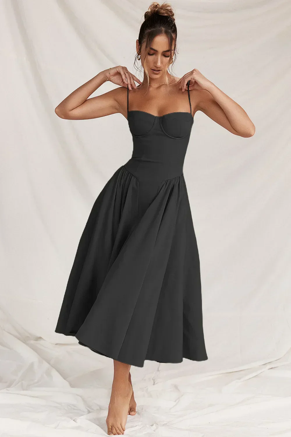 Women's Summer Midi Dress with Gathered Full Skirt and Sleeveless - Image 13