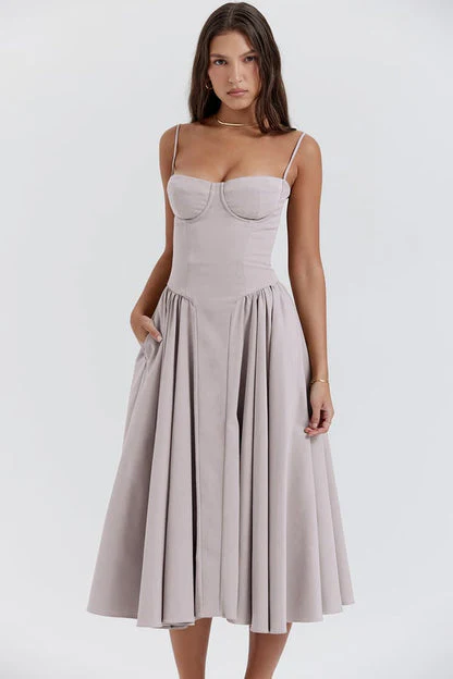 Women's Summer Midi Dress with Gathered Full Skirt and Sleeveless - Image 22