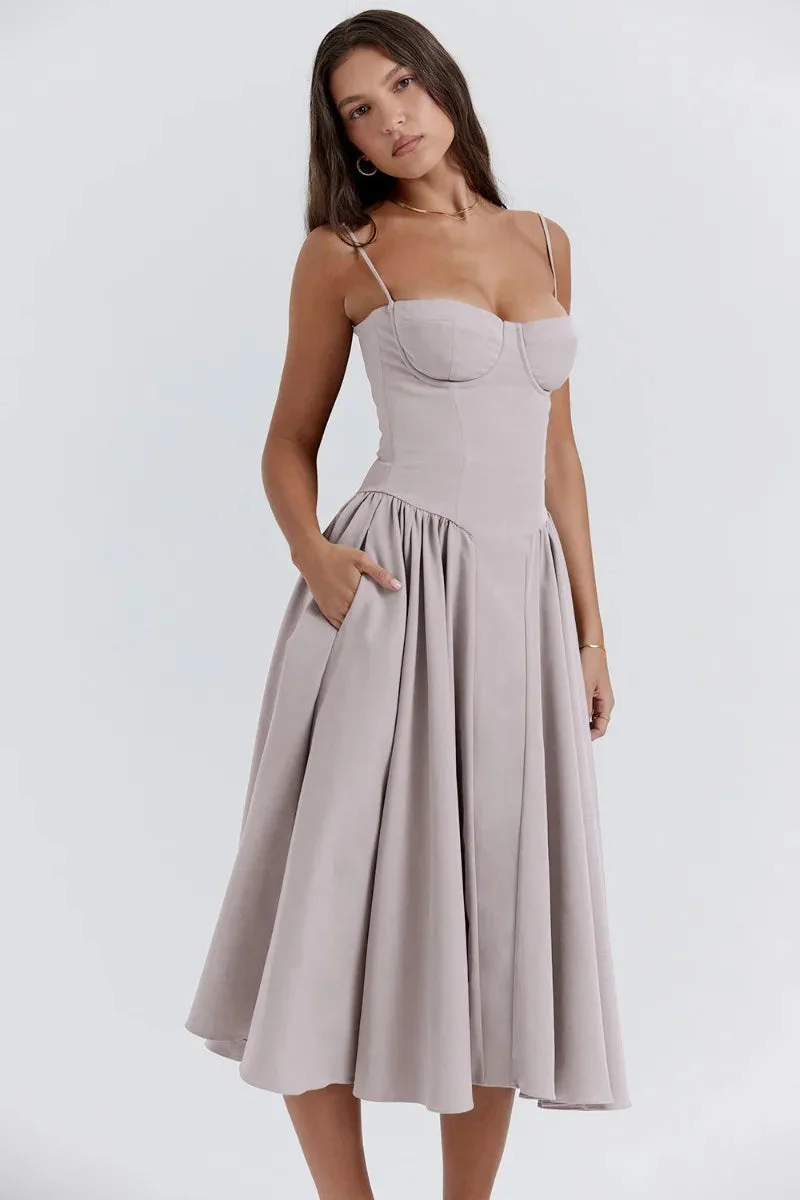 Women's Summer Midi Dress with Gathered Full Skirt and Sleeveless - Image 23