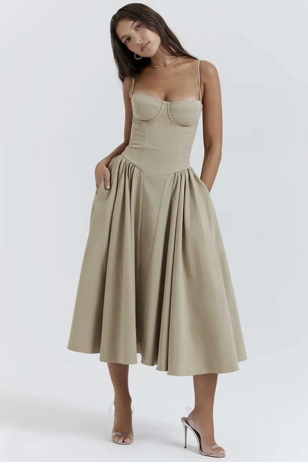 Women's Summer Midi Dress with Gathered Full Skirt and Sleeveless - Image 27