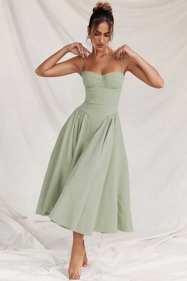 Women's Summer Midi Dress with Gathered Full Skirt and Sleeveless - Image 4