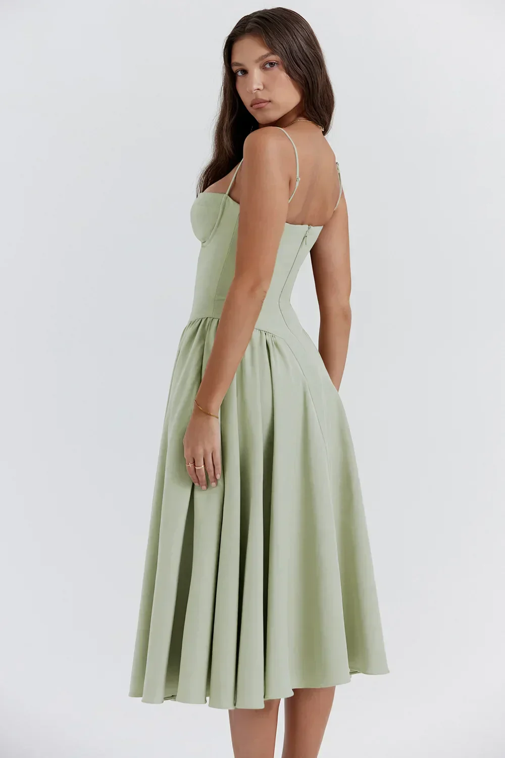 Women's Summer Midi Dress with Gathered Full Skirt and Sleeveless - Image 5