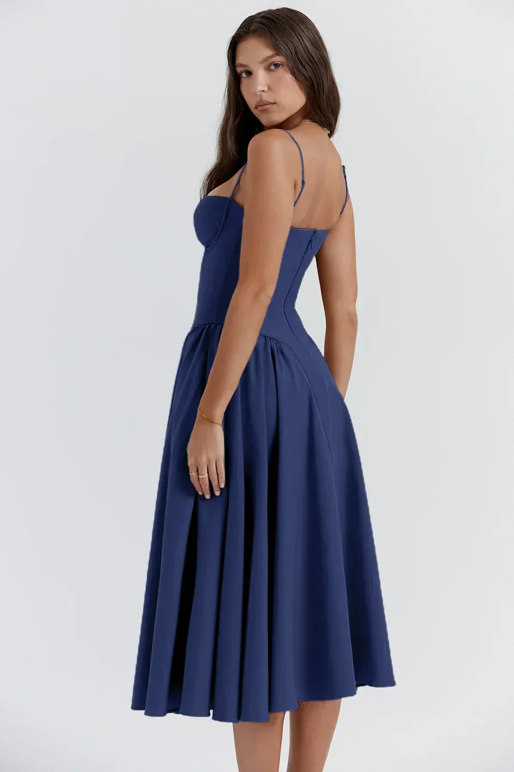 Women's Summer Midi Dress with Gathered Full Skirt and Sleeveless - Image 8