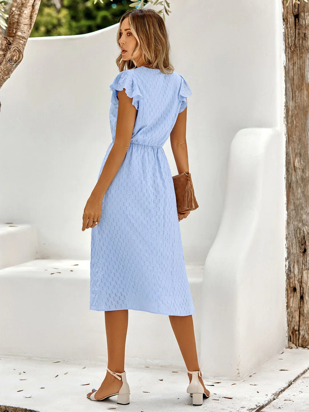 Women's Summer Midi Dress with Ruffles and V-neck - Image 5