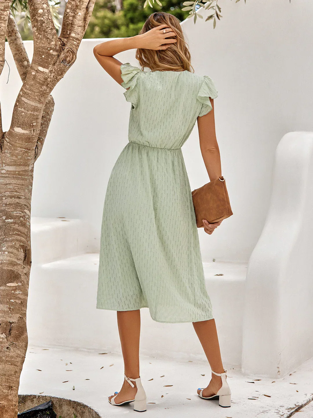 Women's Summer Midi Dress with Ruffles and V-neck - Image 6