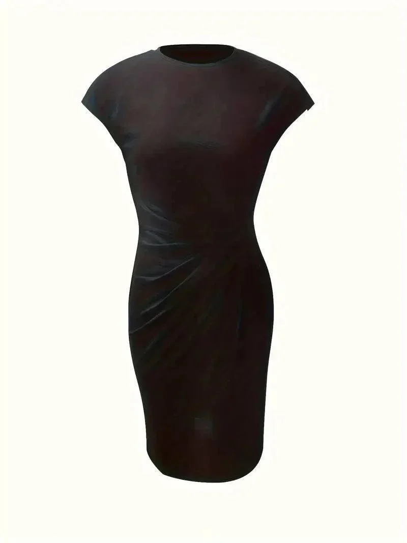 Women's Summer Midi Dress with Short Sleeves and Twisted Style - Image 3