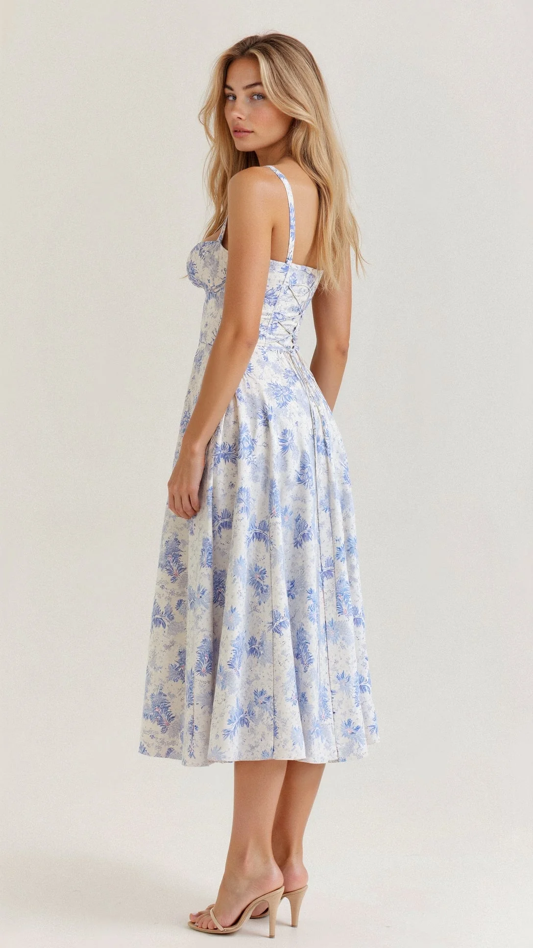 Women's Summer Midi Dress with Sleeveless and Drawstring - Image 12