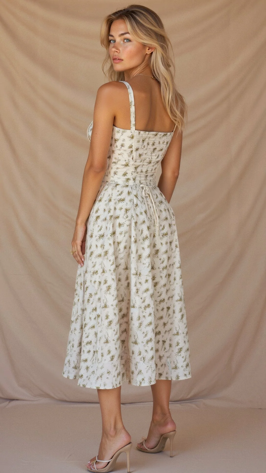 Women's Summer Midi Dress with Sleeveless and Drawstring - Image 13