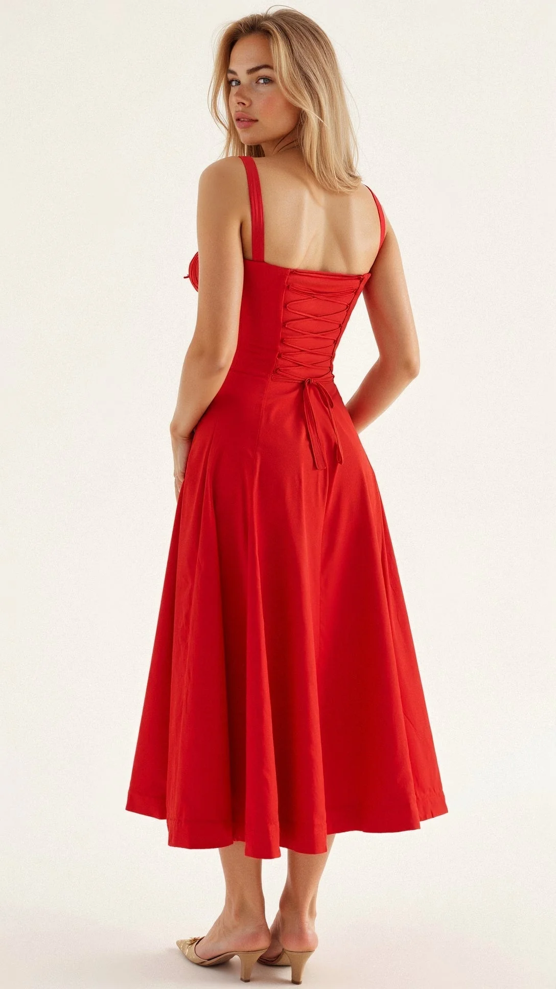 Women's Summer Midi Dress with Sleeveless and Drawstring - Image 14
