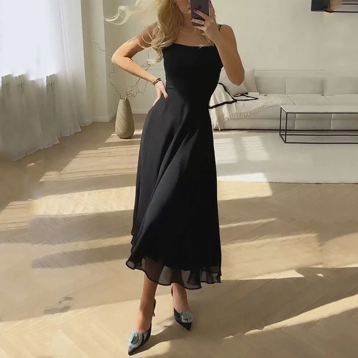 Women's Summer Midi Dress with Square Neckline and Sleeveless - Image 2