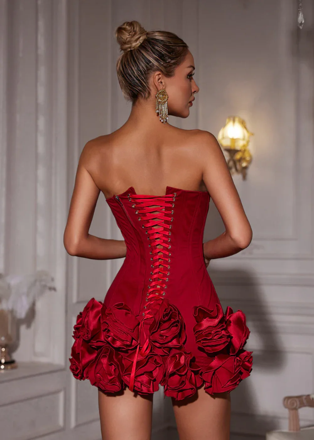 Women's Summer Mini Corset Dress with Strapless and Bubble Skirt - Image 6