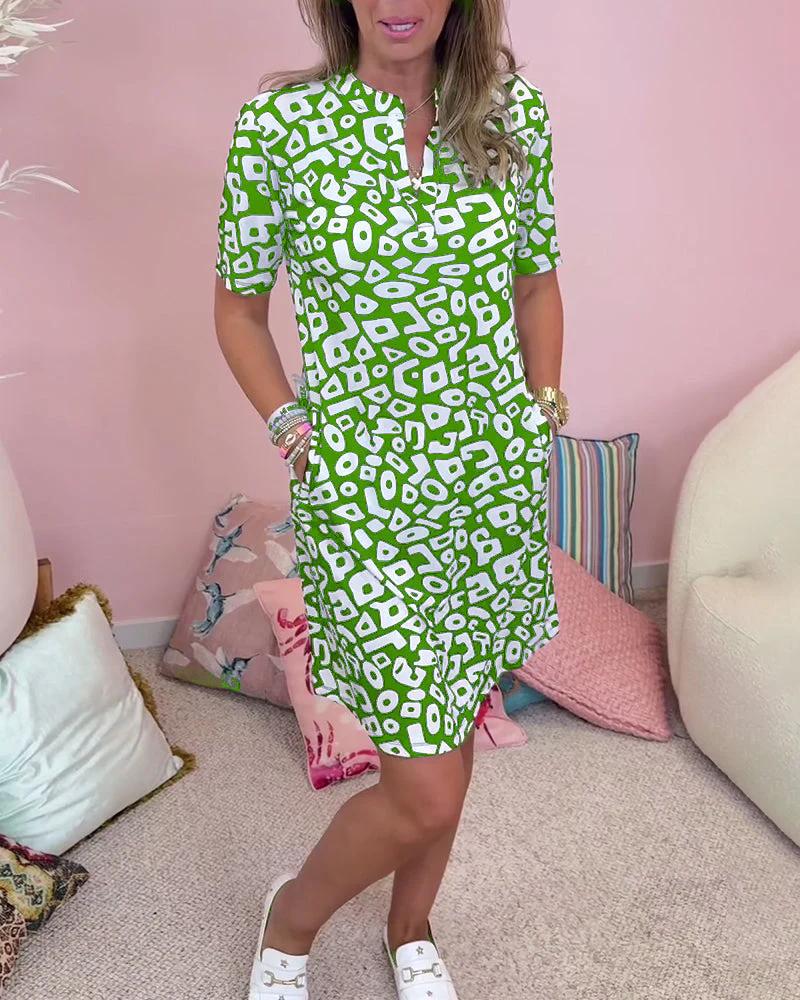 Women's Summer Mini Dress with Prints and Short Sleeves - Image 2