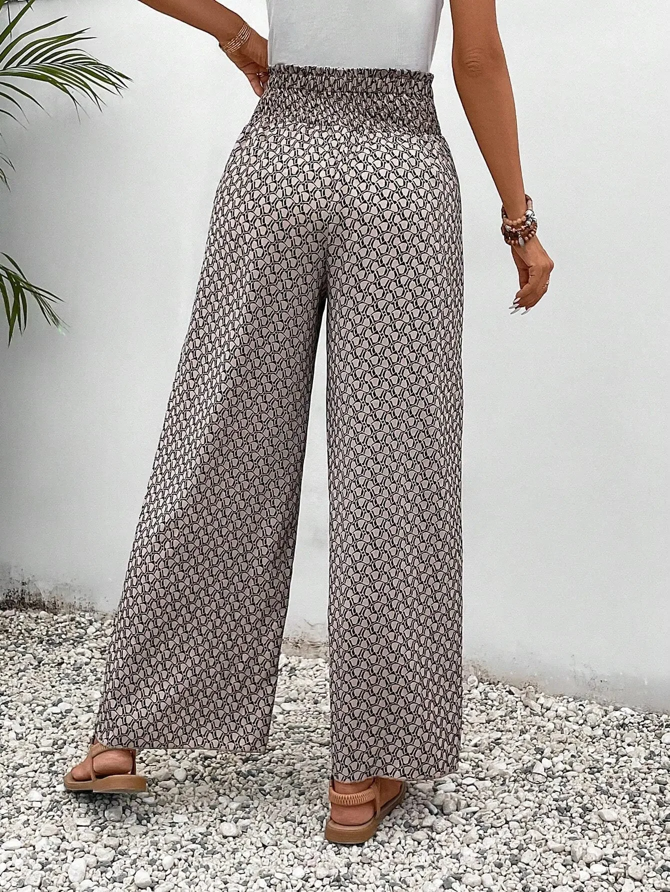 Women's Summer Printed Trousers with Drawstring and Elastic Waist - Image 4