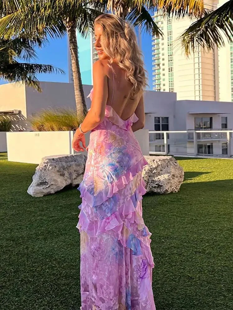 Women's Summer Sleeveless Dress with V-neck and Layered Ruffles - Image 5