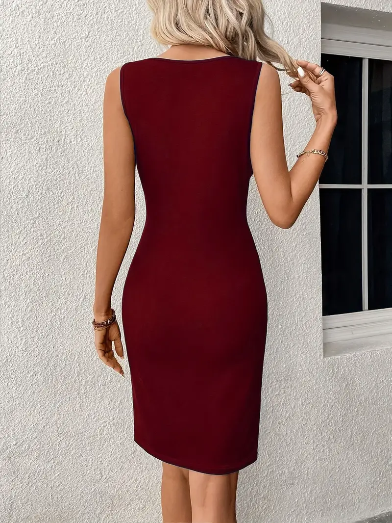 Women's Summer Sleeveless Midi Dress with Cut-out Style and Twisted Front - Image 2