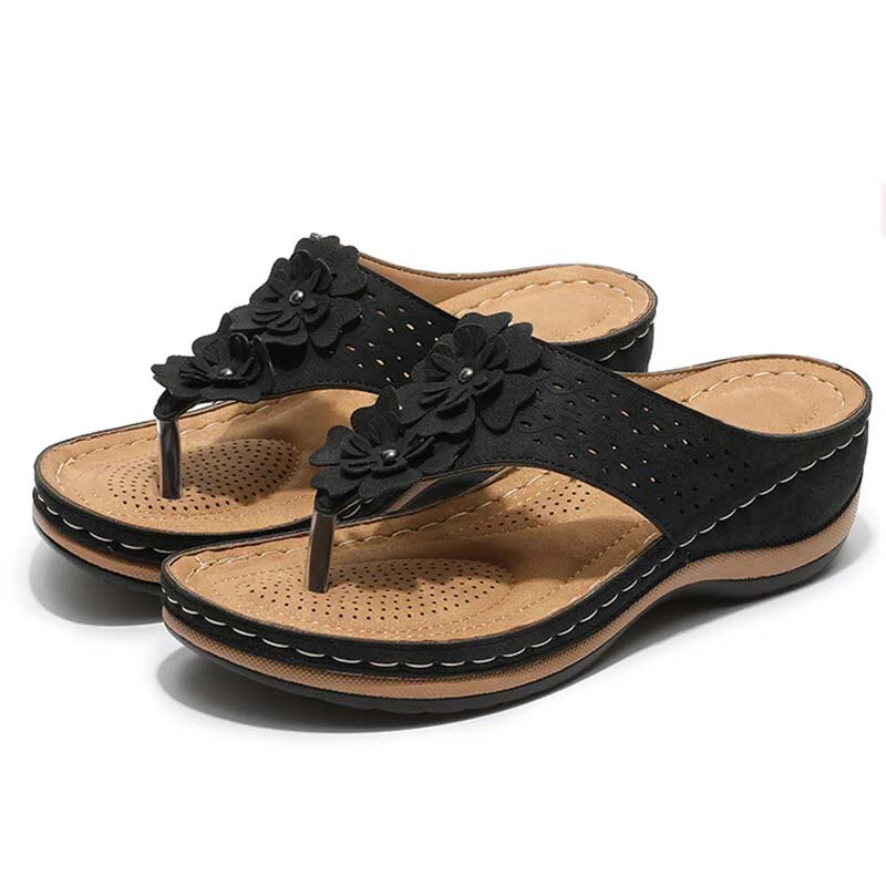 Women's Summer Slip-on Sandals with Floral Details and Cut-outs - Image 7