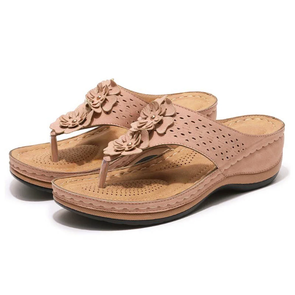 Women's Summer Slip-on Sandals with Floral Details and Cut-outs - Image 8
