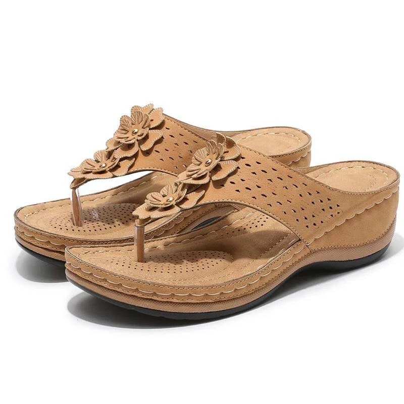 Women's Summer Slip-on Sandals with Floral Details and Cut-outs - Image 9
