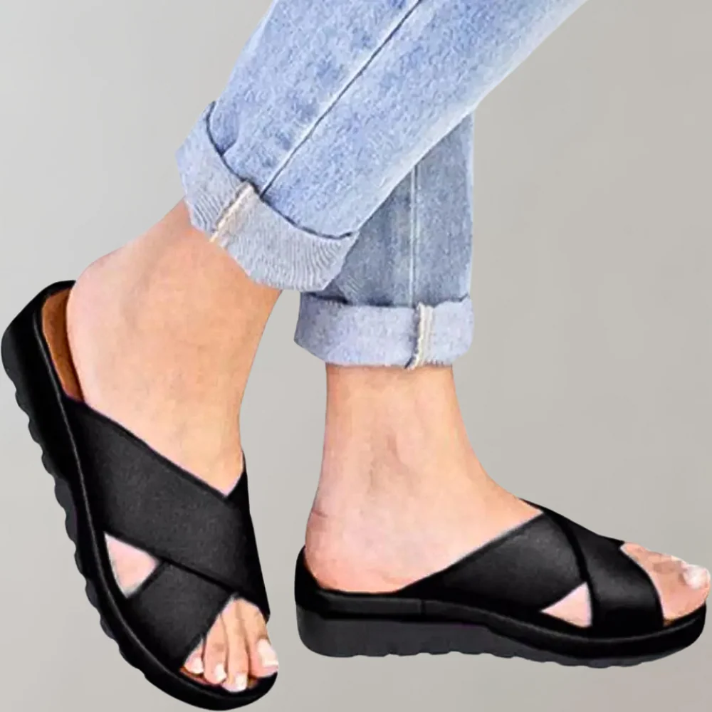 Women's Summer Slip-on Sandals with Open-toe and Criss-cross Style - Image 4