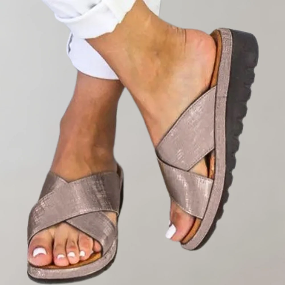 Women's Summer Slip-on Sandals with Open-toe and Criss-cross Style - Image 5