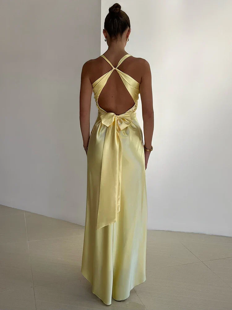 Women's Summer Smooth Long Dress with Twisted Style and Sleeveless - Image 5