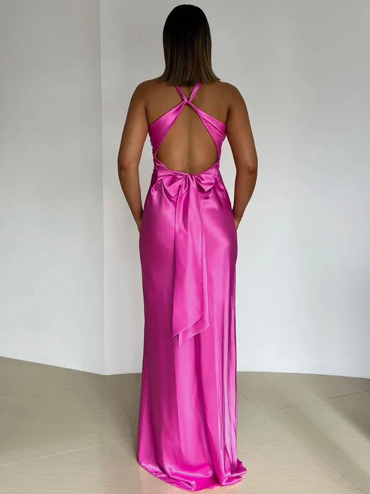 Women's Summer Smooth Long Dress with Twisted Style and Sleeveless - Image 6