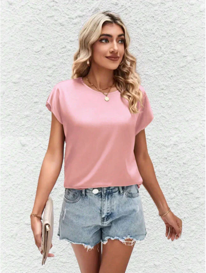 Women's Summer Top with Short Sleeves and Smooth Fabric - Image 4