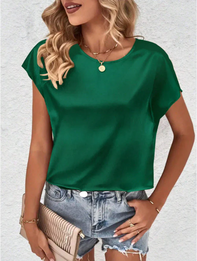 Women's Summer Top with Short Sleeves and Smooth Fabric - Image 6
