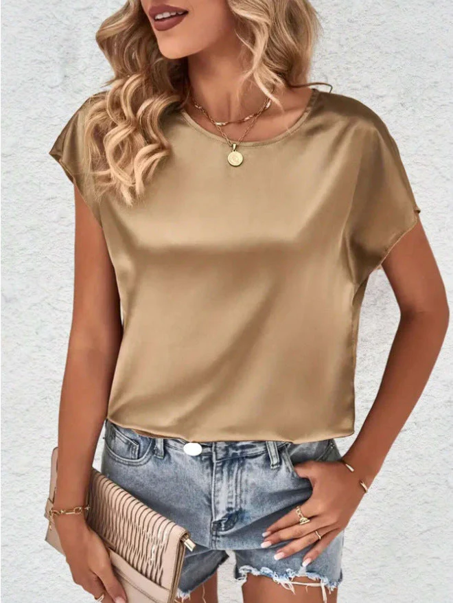 Women's Summer Top with Short Sleeves and Smooth Fabric - Image 7
