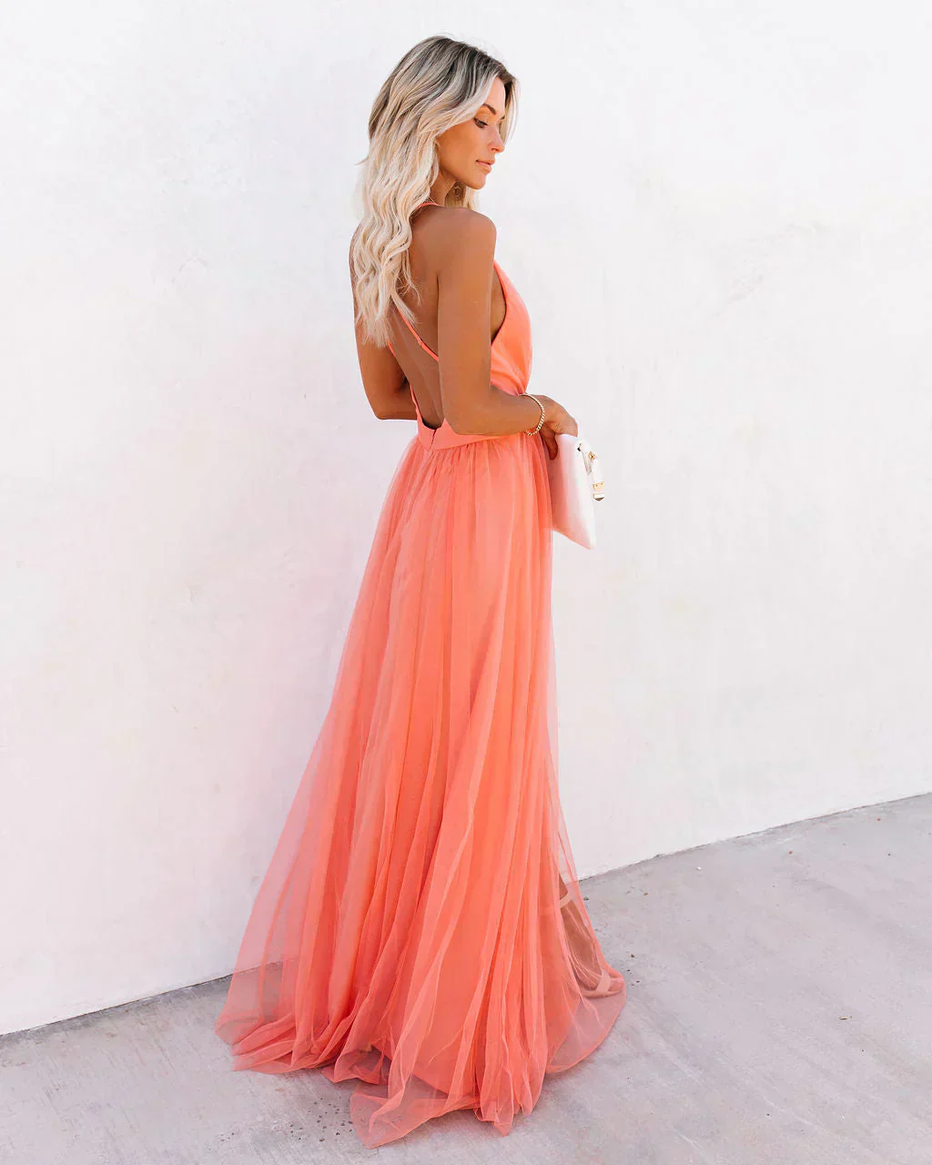Women's Summer Tulle Maxi Dress with V-Neck and Cross-Back Straps - Image 2