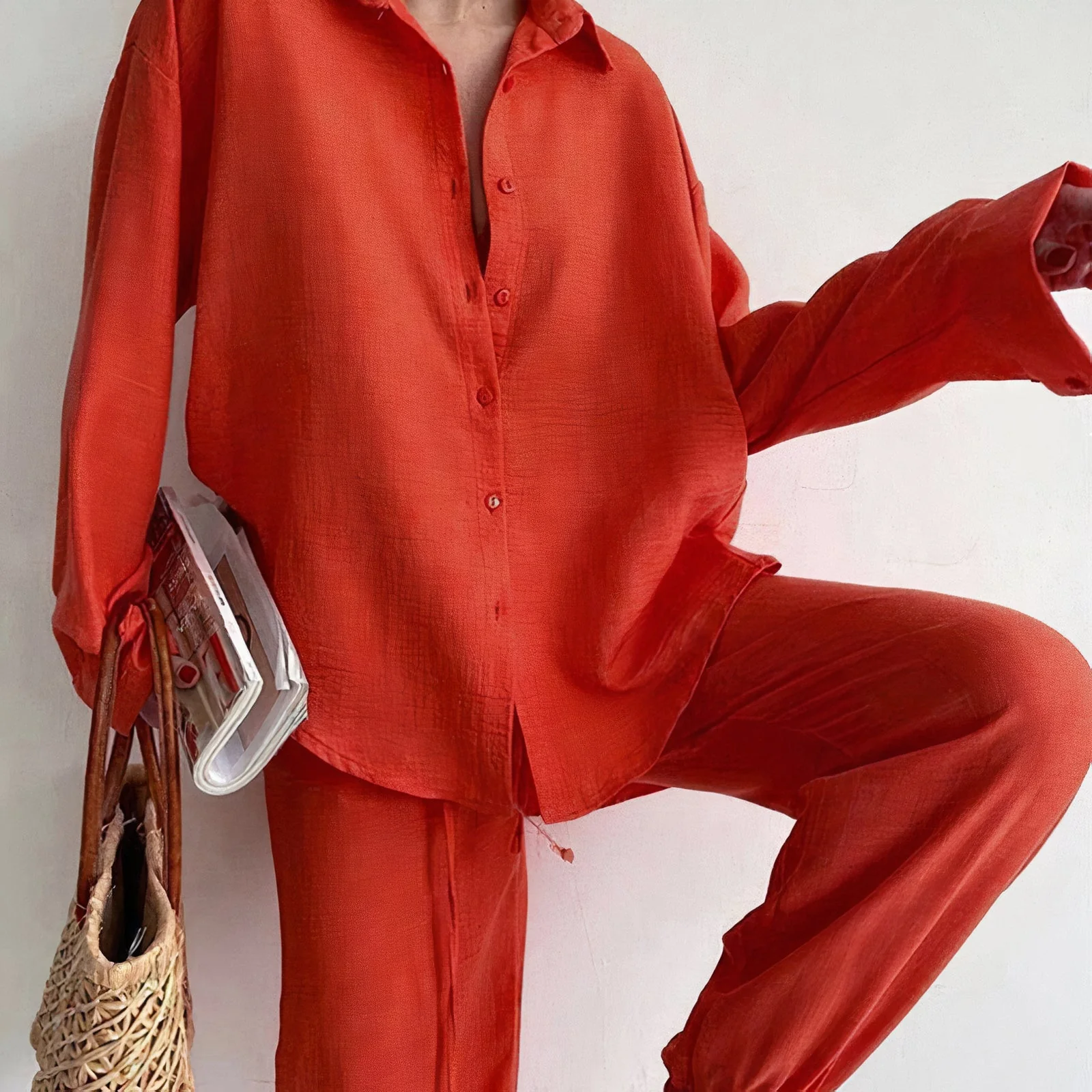 Women's Summer Two Piece Set with Smooth Fabric - Image 3