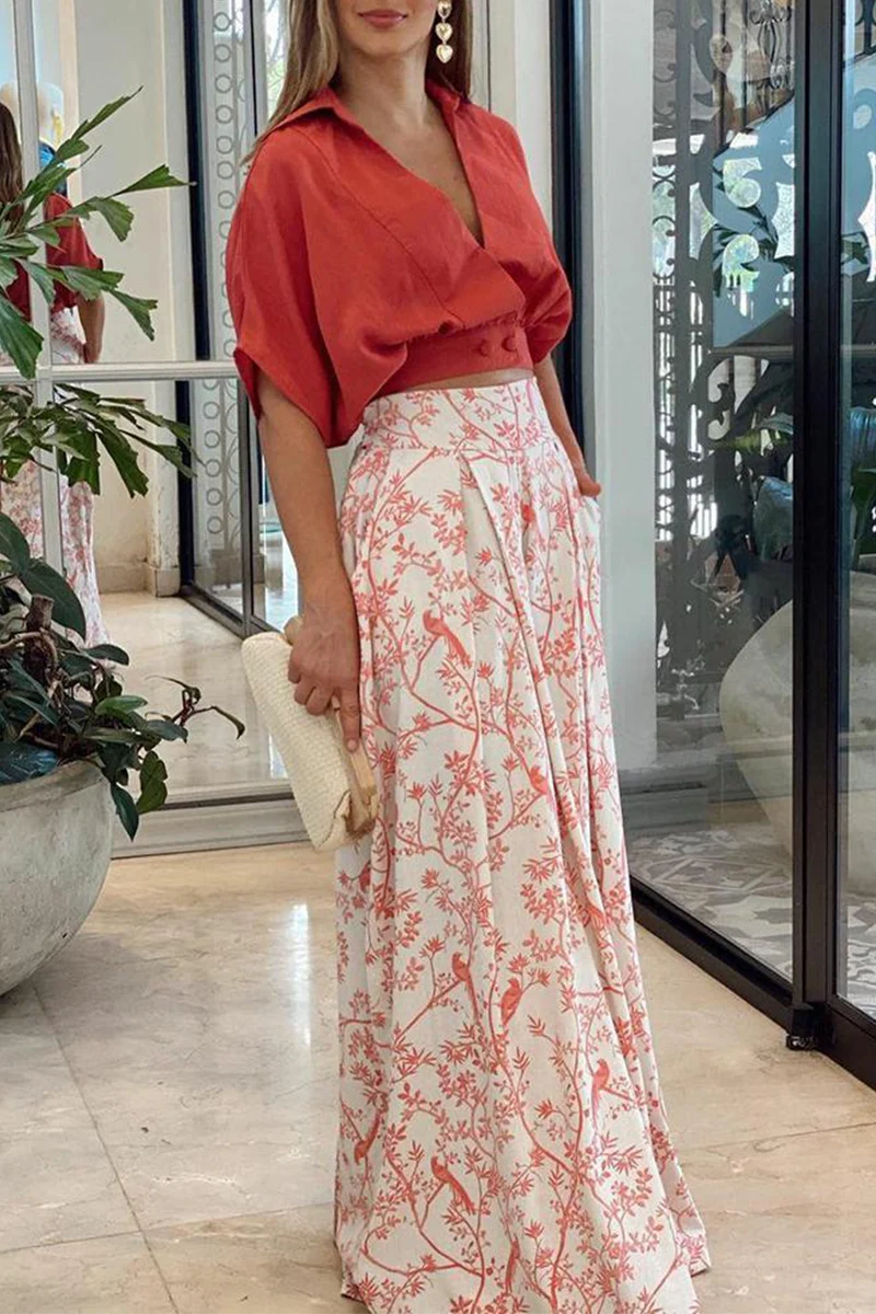 Women's Summer Two Piece Set with Wide Leg Pants and Crop Top - Image 3