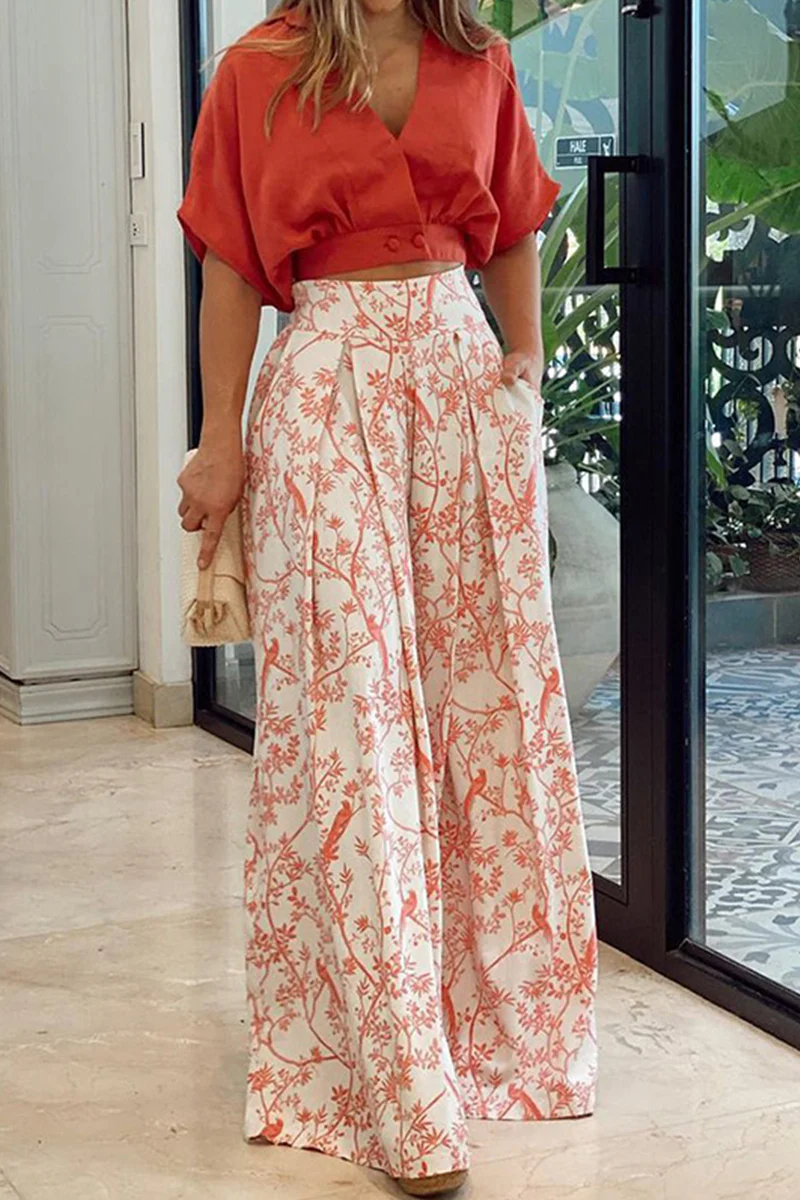 Women's Summer Two Piece Set with Wide Leg Pants and Crop Top - Image 5