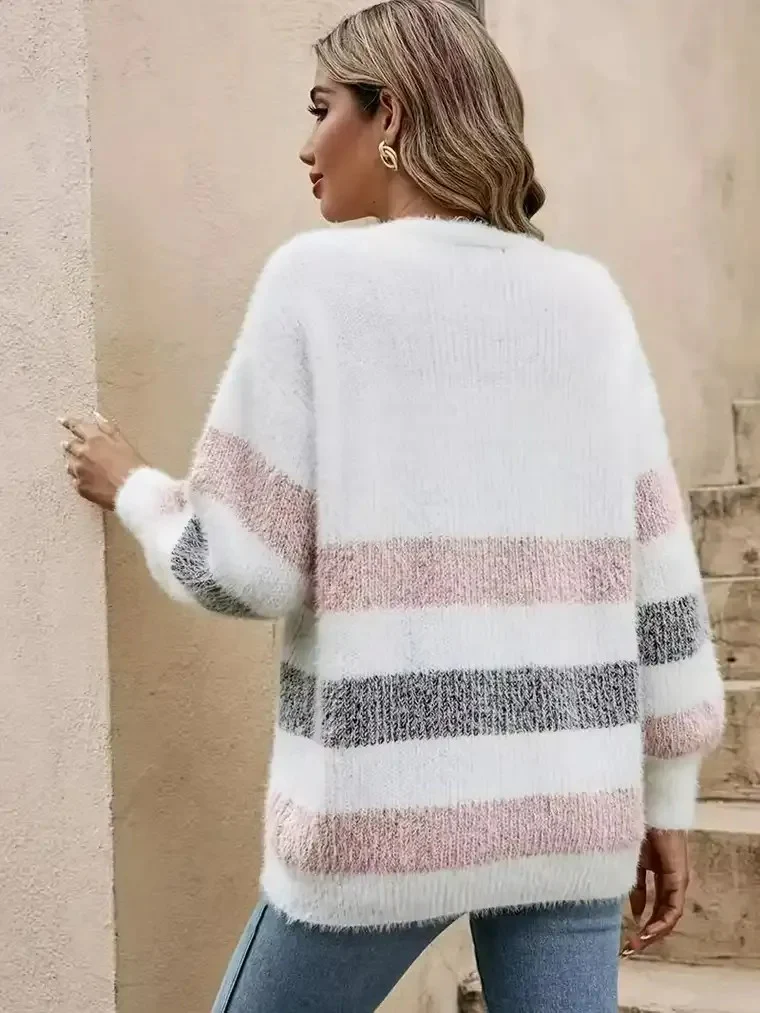 Women's Textured Colour-Block Knit Cardigan - Image 4