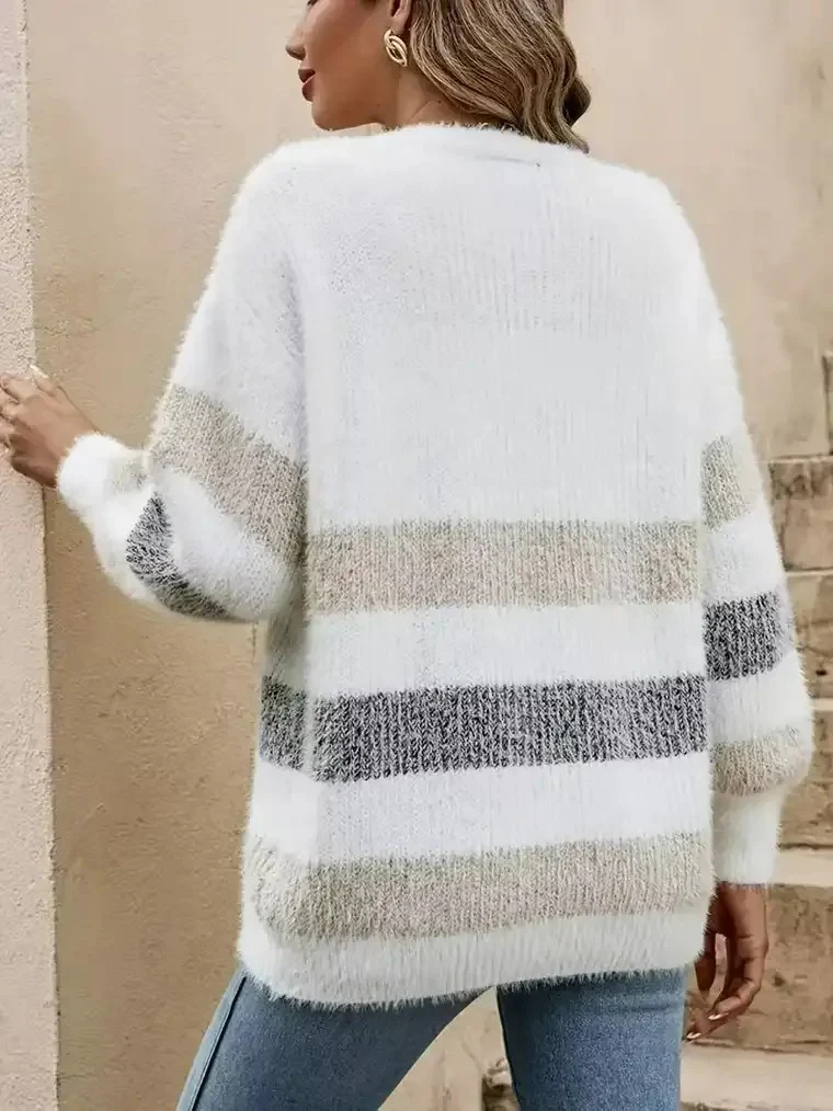 Women's Textured Colour-Block Knit Cardigan - Image 5