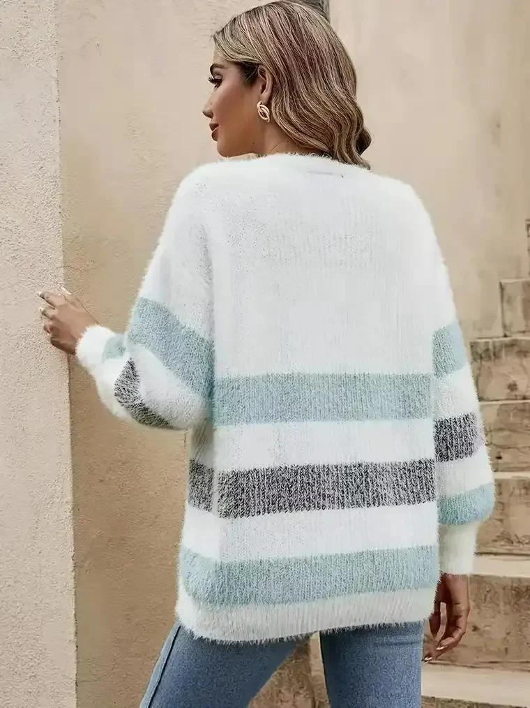 Women's Textured Colour-Block Knit Cardigan - Image 6