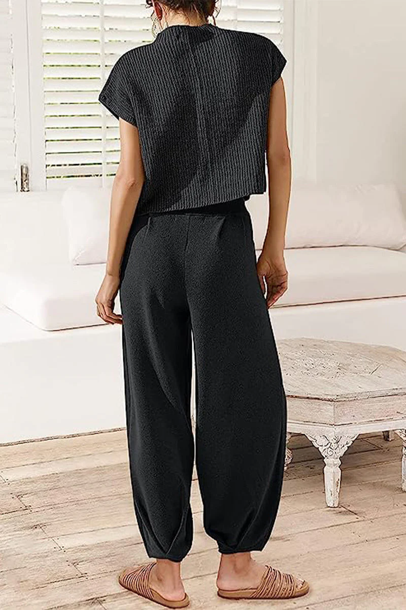Women's Two Piece Set with Knitted Blouse and Pants - Image 10